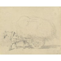 John Frederick Tayler Crna Ornate Wood Fram Double Matted Museum Art Print pod nazivom - Konj vuče teret