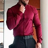 Muškarci mišića košulje Slim Stretch stand-up ovratnik majice dugih rukava