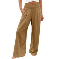 Ljetne hlače široke noge za žene vrećaste hlače od solidne boje trendy visoke struine pantalone Udobne