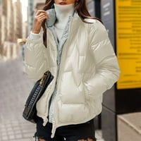 Vučena ženska zimska odjeća Ženska kratka jakna s visokim vratom i sjajnim finišom - Otporan na vjetar