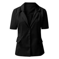Puntoco Women Clearence Odjeća Žene V-izrez Solid kratkih rukava džep Cardigan Cardigan Crno 8