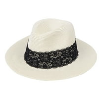 Gwiyeopda Žene Fedora Sunčani šešir, Muškarci Ljetni široki rub Panama Slamska kapa s kožnim pojasom