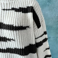 Cethrio pulover džemperi za žene plus veličine casual klirence posade izrez dugih rukava prugaste zimske zimske bijele džempere veličine l