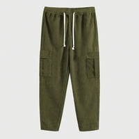 Muški casual joggers hlače Duksevi Cargo Corduroy Loose aktivne sportske pantalone zelene 3xl