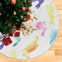 Rainbow akvarel zečevi uzorak xmas božićno drvsko suknje za štand za odmor za odmor za odmor u zatvorenom vanjskom otvorenom