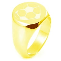 Sterling Silver Love Soccer ugravirani okrugli ravni vrhunski polirani prsten