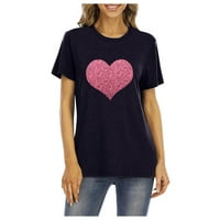 Lastsoso Women Majica Glittery Heart Graphic Valentinovo Dan kratkih rukava TEES poklon za djevojku