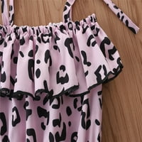 B91XZ Toddler Hlače Girls Girls Vintage Girls Leopard Print Superders Loose hlače Dječje hlače Ružičaste,