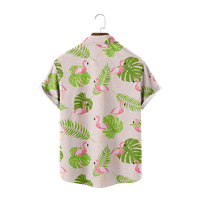 Flamingos list Jednostavnost tiskana majica za muškarce Ljetna plaža kratka rukava Ležerna havajska