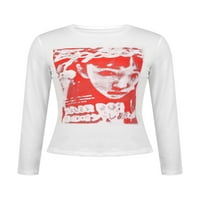 Ženska bajka Grunge Y2K košulje Vintage Graphic Print Dugih rukava Bluza Tee The Thee Estetic Cropov,