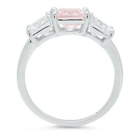 4.0ct Squarel smaragdni rez ružičasti simulirani dijamant 14k bijeli zlatni godišnjički angažman kamena prstena veličine 10.75