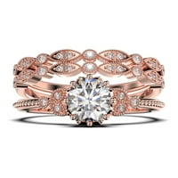 Prekrasno 2. Carat Round Cut Diamond Moissite cvjetni zaručnički prsten, antički vjenčani prsten, dva