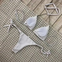 Esafio ženski dijamantni lanac kupaći seksi bikini v izrez puni kovčići na papiru dva kupaća kostim