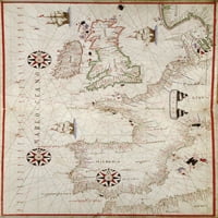 Karta zapadne Europe, poster Ispis izvora nauke