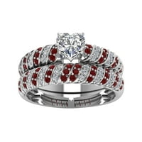 Pgeraug pokloni za žene Bijeli kameni prsten, ručno izrađeni rez, vjenčani angažman nakit poklon za
