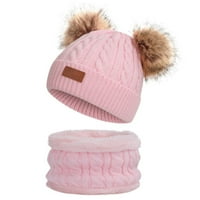 Djeca Winter Beanie Hat topla pletena skijaška kapa s pompom šalom set za 1- godine za djevojčice za