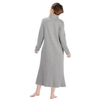 Kući za žene Snap Front - Fleece s dugim rukavima na noćnom rubu po katalogu klasika - siva, 1x