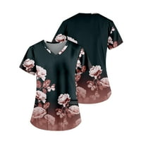 Bluza s kratkim rukavima Casual Graphic Print modni V-izrez za žene Vino 4xL
