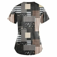 Bluze s kratkim rukavima grafički radne odjeće vrhovi V-izrez moda za žene siva 5xl
