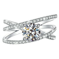 Baccoc Pribor Diamond Dame Ring Circon Elegantni probijeni nakit prstenovi srebrni