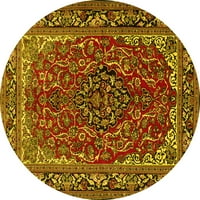 Ahgly Company u zatvorenom okruglom medaljoni žuti tradicionalni prostirke područja, 8 'krug