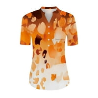 Ženski vrhovi ženski V-izrez grafički grafički otisci Dame bluze labave košulje za žene Narančasta XL