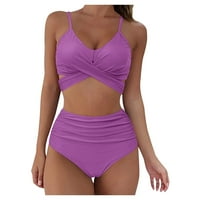 Žene Soild Print Bikini set Push up kupaći kupaći kostimi za kupaće kostimu za kupaće kostim u struku