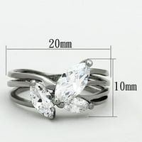 Luxe nakit dizajnira ženski prsten od nehrđajućeg čelika sa kubnim cirkonijom u obliku markize - veličine (pakovanje