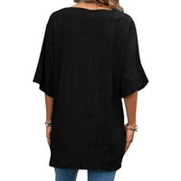 Ženska majica Ležerne ženske pješačke majice Top Ženske košulje od pune boje V izrez kratki rukav pamuk