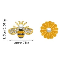 Sehao Sunflower pčele asimetrične izjave minđuše cvjetne pčele patchwork minđuše Boho Ear Studs minđuše