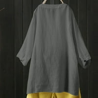 Bazyrey ženski dugi rukav ženka Henley Solid bluza modna labava gumb dolje majice siva 2xl