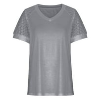 PBNBP majica za žene Čvrsta boja čipka paktchwwork puff rukava V izrez Dressy Bluze ženske ljetne vrhove