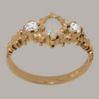 Britanci napravio 14k ružični zlatni prsten sa prirodnim oblika i kubnim cirkonijskim ženskim obljetnicama