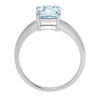 2.5ct Asscher Cut Prirodni švicarski plavi topaz 18k bijeli zlatni godišnjički angažman prsten veličine