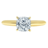 2. CT sjajan rez jastuka simulirani plavi dijamant 14k žuti zlatni pasijans prsten sz 6.5