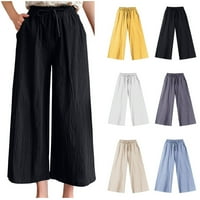 Symoidni ženski ljeto pamučne pantalone hlače - lounge hlače caresutne pune čvrste sa džepovima pamučna