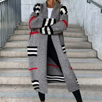 Ženska modna kardiganska čišćenje žene zimski prugasti casual dugi dugi rukav dugi džemper kaput kardiganski