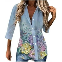 Ženske bluze proljeće modni gumb s dugim rukavima dolje majice Dressy Work vrhovi labava bluza