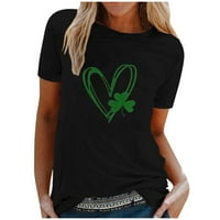 Dnevne košulje u St Patricku za žene Grafičke tenske trendi djeteline print sa vratom kratkih rukava