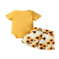 Prednjeg skraćenih dojenčadi tiskani posadni vrat Bodysuit Bow Design Labavi kratki kombinezon Newborn Snap Gumbs Ljetna majica Outfit