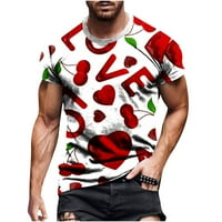 Odeerbi ljetne grafičke majice za muškarce Valentinovo 3D bluza za ispis Ležerne prilike za fitness