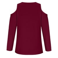 Auroural Womens vrhova čišćenje žene seksi majica hladnom ramenu pulover bluza V-izrez dugih rukava