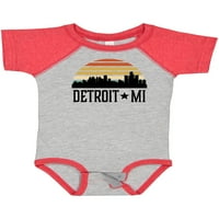 Inktastic Detroit Michigan Skyline Retro poklon Baby Boy ili Baby Girl Bodysuit