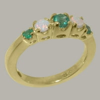Britanci napravio 9k žuto zlato prirodno smaragdno i opal ženski prsten - veličine opcija - veličina