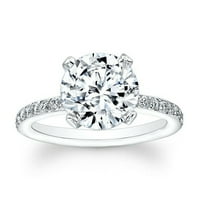 2. CT certificirani okrugli oblik Moissite Diamond zaručni prsten, 18k bijeli pozlaćeni prsten, osnivački prsten, poklon obljetnice za nju