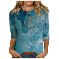 Ženski rukav i bluze jesen Slatka grafička plus veličina Basic Dugme Tops Pulover, plavi m