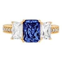 3,61ct smaragdni rez plavi simulirani tanzanite 18k žuti zlatni godišnjica angažmana kamena prstena