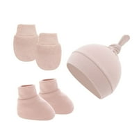 Pamučne rukavice za bebe meke protiv grebanja novorođenih rukavica + šešir + poklopac za noge