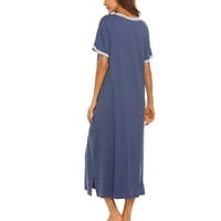 Haljine za žene Ahomtoey ženski kratki rukav V-izrez V-izrez džep bočni prorez Sleep odjeća Duga haljina