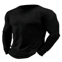 Glonme Mens T majice Puno boje dugih rukava Majica Radna modna bluza Redovna fit Crew izrez pulover